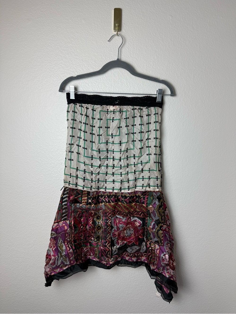 Super Lucky Cat Y2K Skirt Medium Patchwork Recycled Reworked Whimsy Fairy Witchy